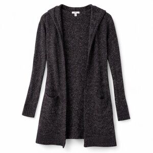BP Hooded Knit Open Front Cardigan Black